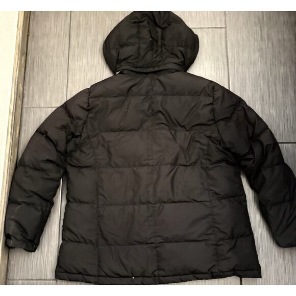 LL Bean Women's Down Tek Puffer Jacket Black Hooded Size XL Detachable Hood - Picture 5 of 6